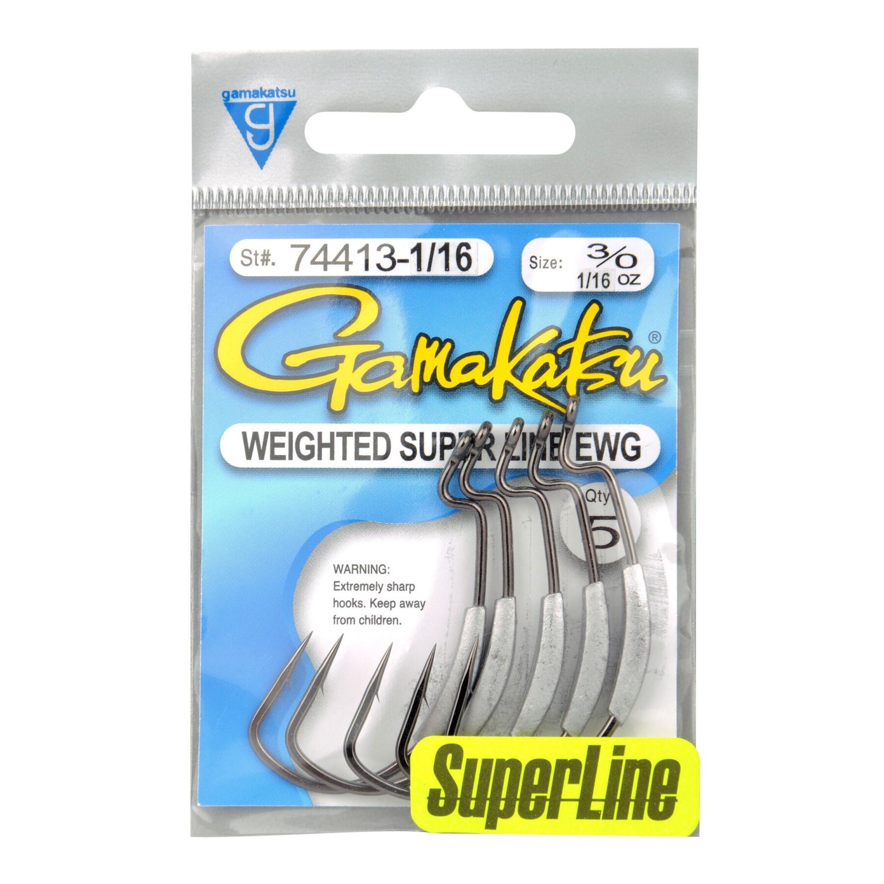 Conjunto de 5 ganchos Gamakatsu SuperLine EWG