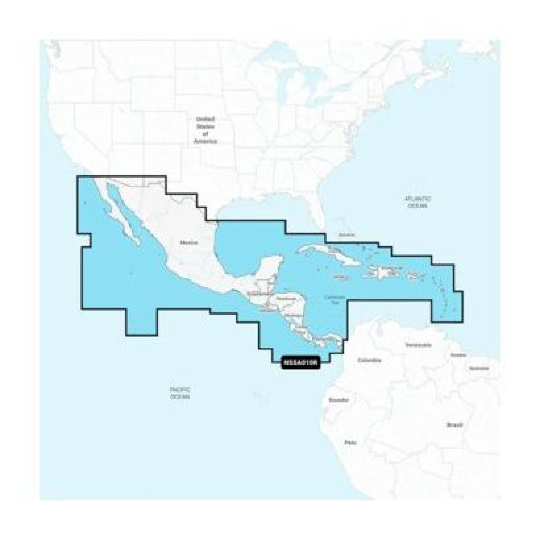 Mapa de navegação da América Central e das Caraíbas Navionics SD