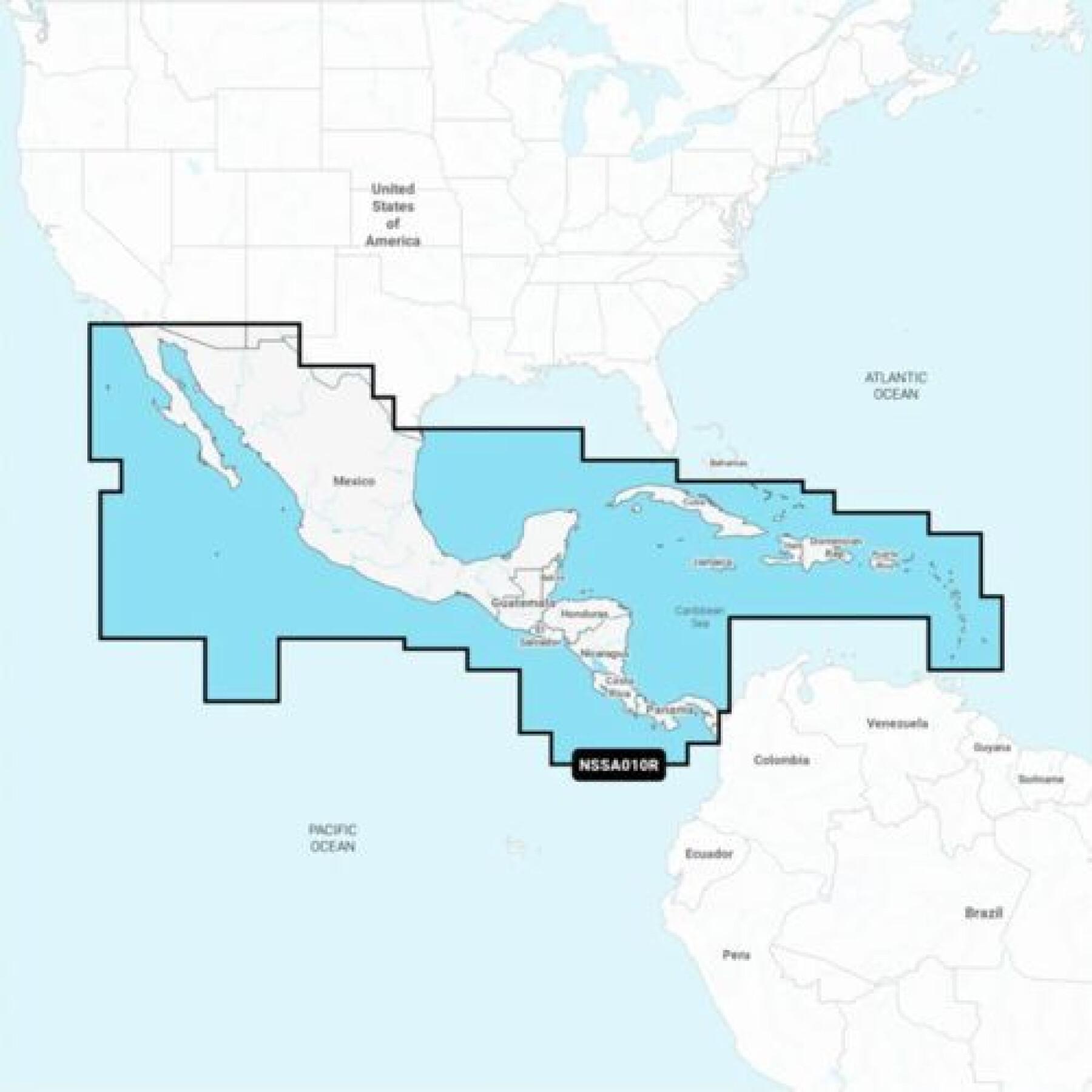 Mapa de navegação da América Central e das Caraíbas Navionics Platinum SD