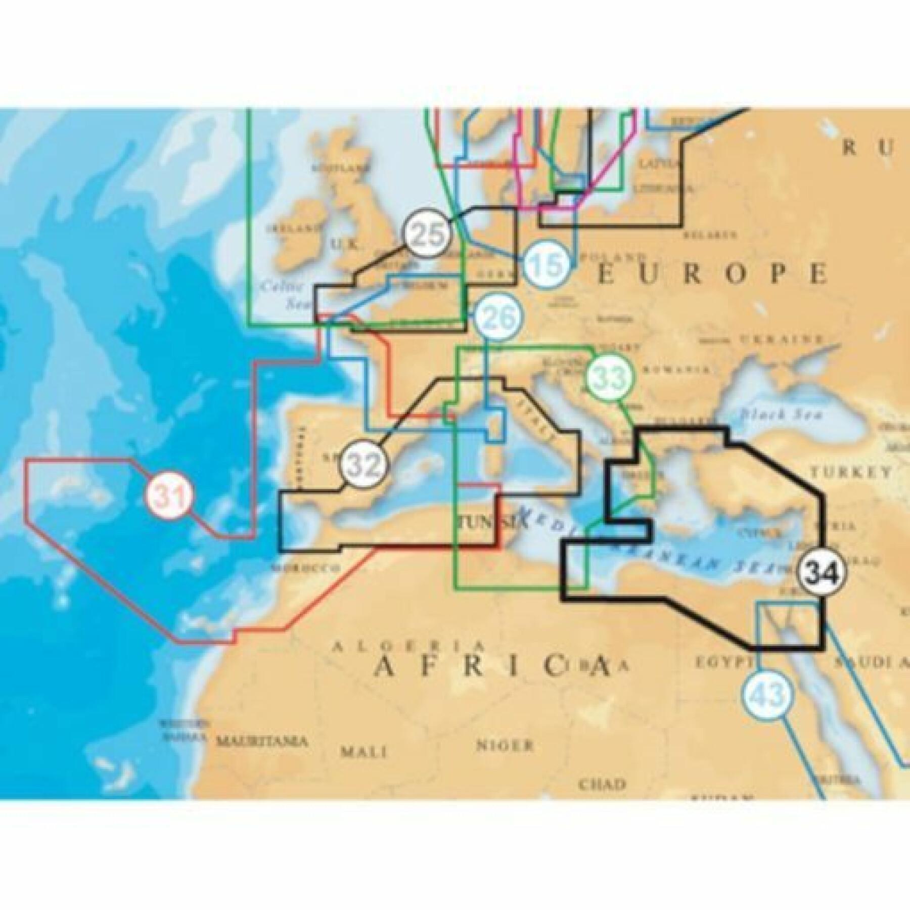 Mapa de navegação sd + sd - platina mediterrânea oriental Navionics