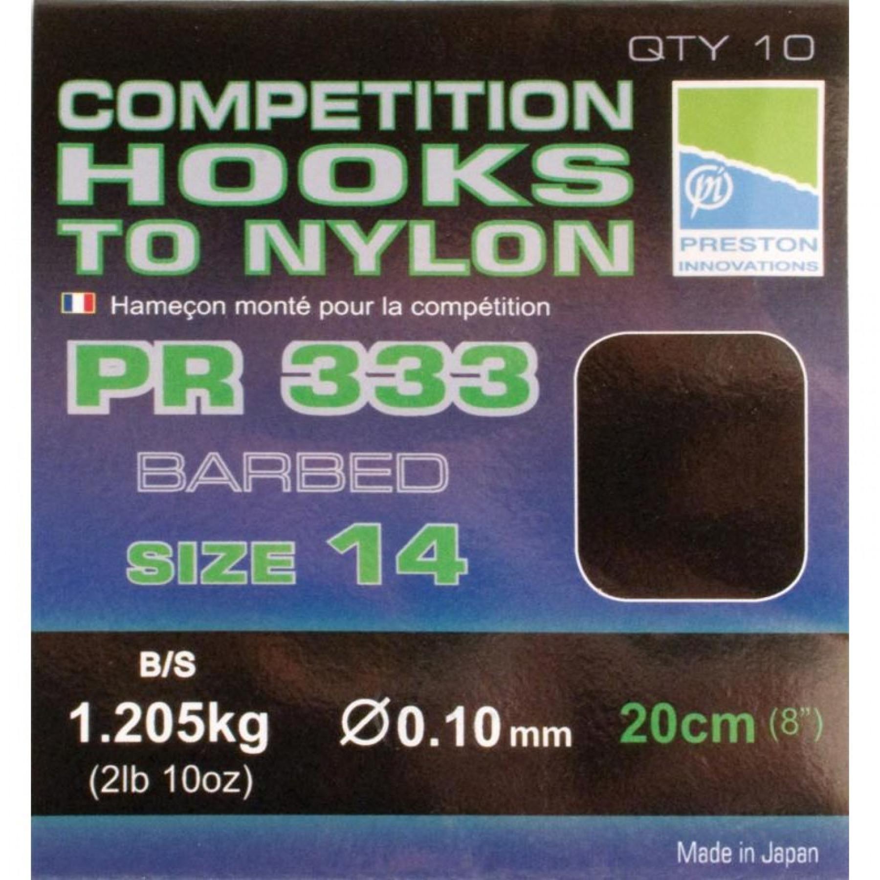 Ganchos de montagem Preston Competition 333 Hooks To Nylon Size 14