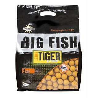 Fervejas densas Dynamite Baits sweet tiger & corn boilies 5 kg