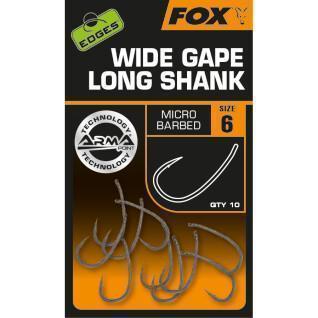 Pacote de 10 ganchos Fox Edges Supe Wide Gape Long Shank