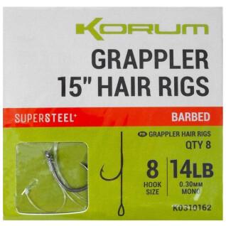 Gancho carnívoro Korum Grappler Hair Rigs 15 Barbed 8 x5