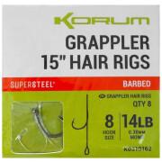 Gancho carnívoro Korum Grappler Hair Rigs 15 Barbed 8 x5