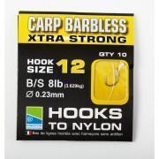 Anzóis sem Barbless Preston Carp Xtra Strong Hooks To Nylon Size 14